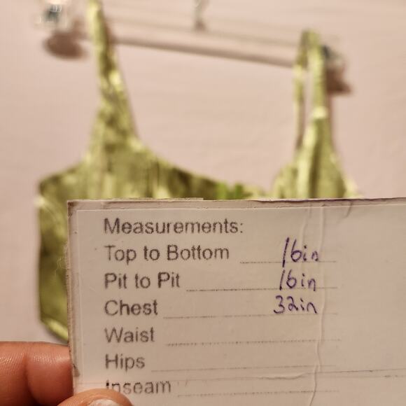 Pacsun LA Hearts Sz S Shiny Lime Green NWT Corset Strappy Top Floral Etching - Picture 6 of 7